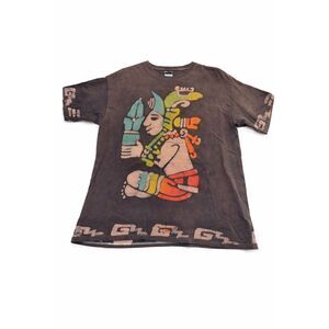 Yazbek Shirt Mens Size Large Mayan Print Graphic Double Side Vintage